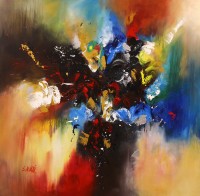 S. M. Naqvi, 48 x 48 Inch, Acrylic on Canvas, Abstract Painting, AC-SMN-128